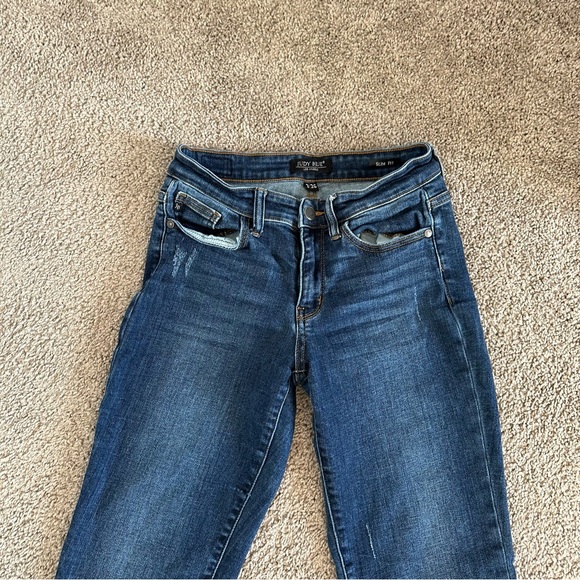 Judy Blue Medium Wash Slim Fit Straight Leg Ankle Jeans Women’s Size 26 - Picture 4 of 13